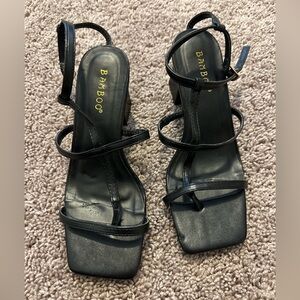 BAMBOO Women's Elegant Black Strappy Heels